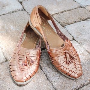 Rose gold huarache sandals